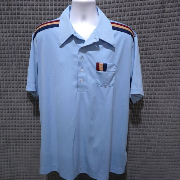 VTG King Louie Bowling Shirt Mens XXL *READ Polo Blue Lightweight Sporty Preppy - Picture 1 of 16